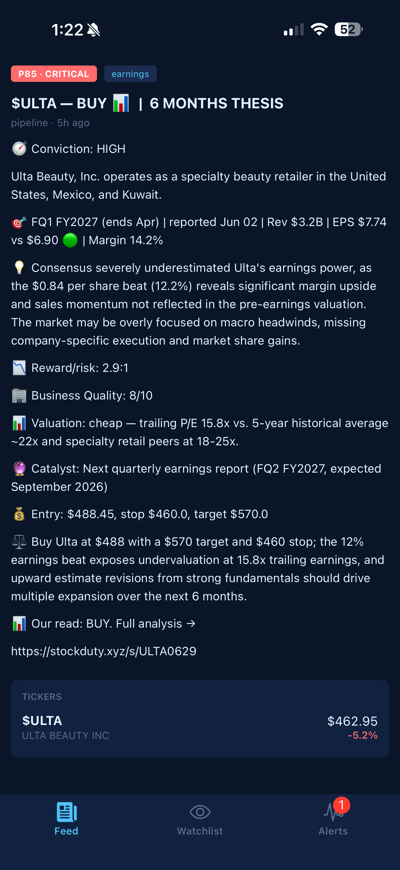 StockDuty intelligent equity analysis on iPhone
